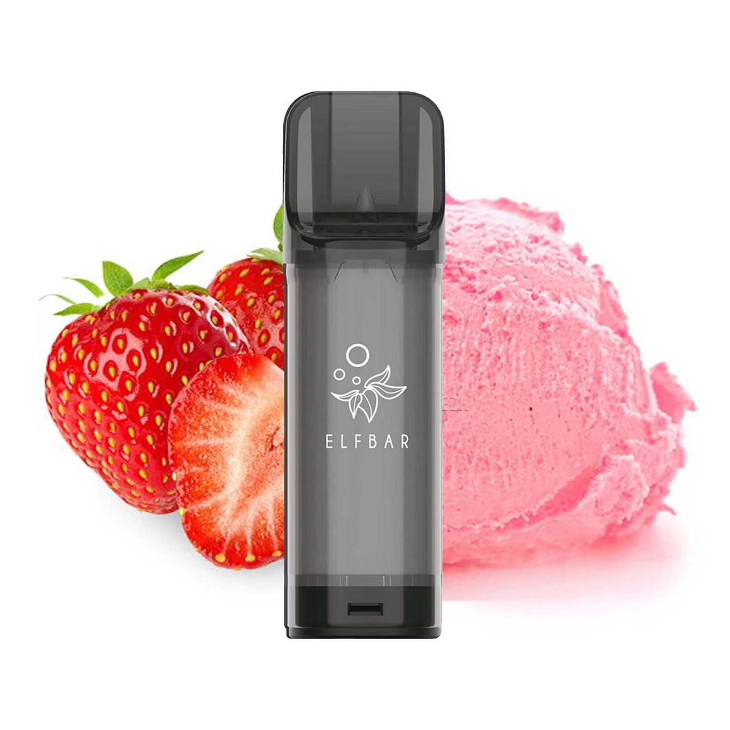 Elfbar Pods 2x2ml with strawberry ice cream flavor illustration.