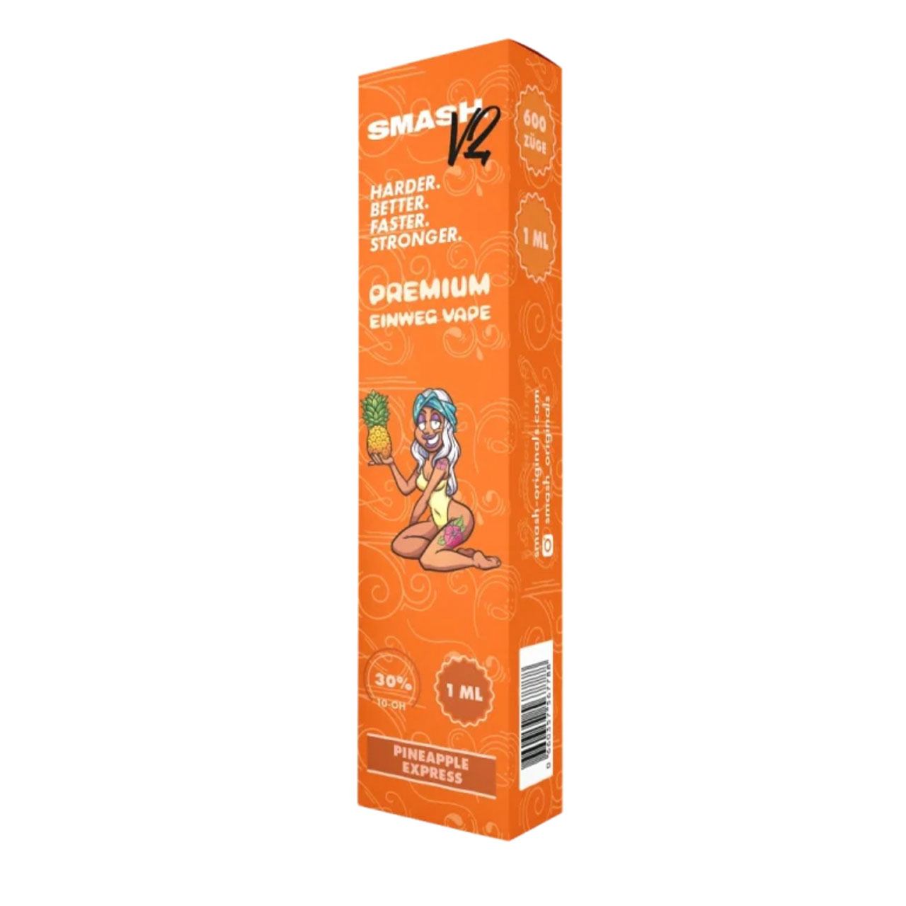 SMASH V2 10-OH HHC Vape - Pineapple Express 1ml packaging with orange design featuring a pineapple.