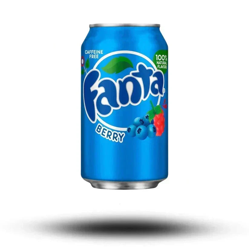 Fanta Berry 355ml can with berry flavor design.