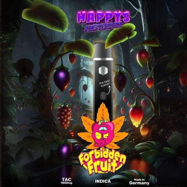 Amsterdam TAC Vape – Forbidden Fruit Indica with fruity aroma and relaxing effect.