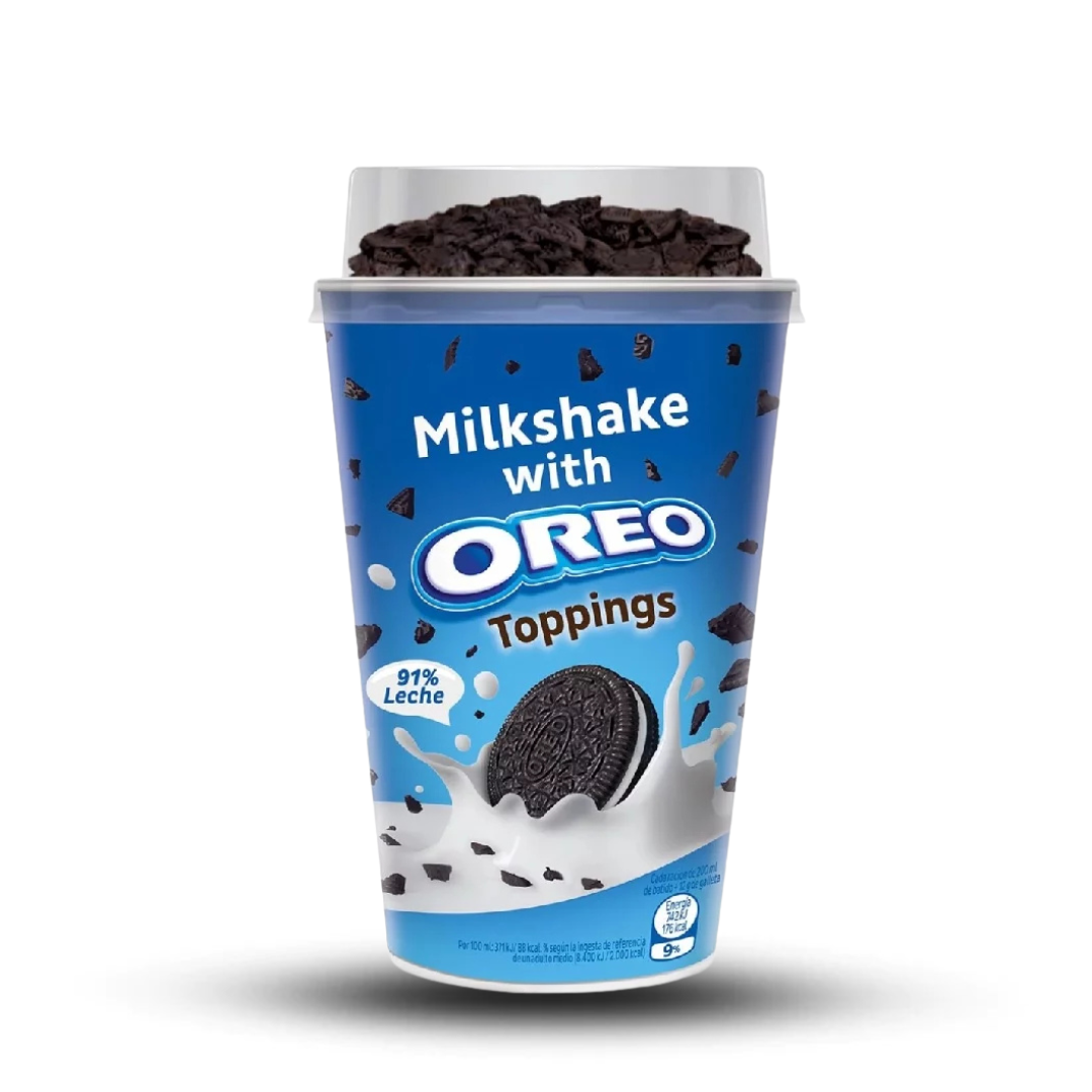 Oreo Milkshake 200g Einweg im Glas mit Oreo-Keksen und cremiger Vanillecreme