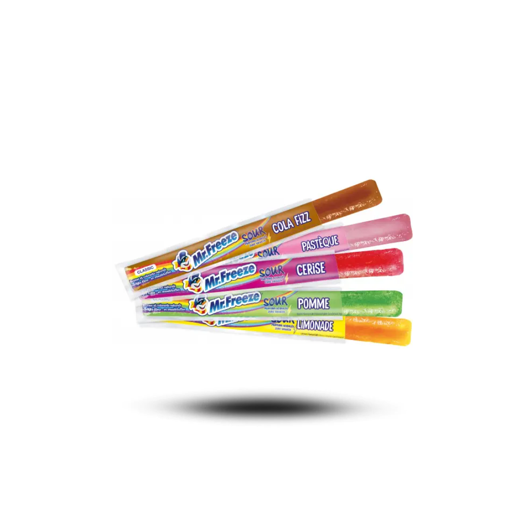 Mister Freeze Wassereis 5x Sorten Mix gefrorene saure Eis am Stiel mit intensiven Fruchtaromen