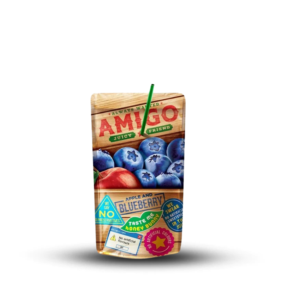Amigo Blueberry 200ml drink, refreshing blueberry flavor.