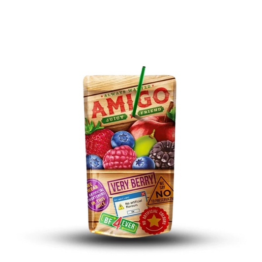 Amigo Very Berry 200ml drink with assorted berries packaging.