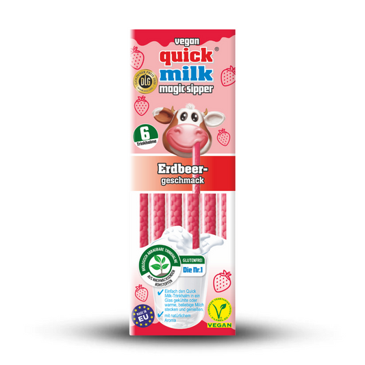 Erdbeere Strohhalm Quick Milk 5 Stück, fruchtiger Erdbeergeschmack für Milch.