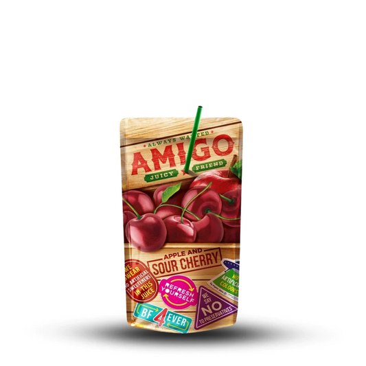 Amigo Cherry 200ML beverage with cherry flavor packaging.