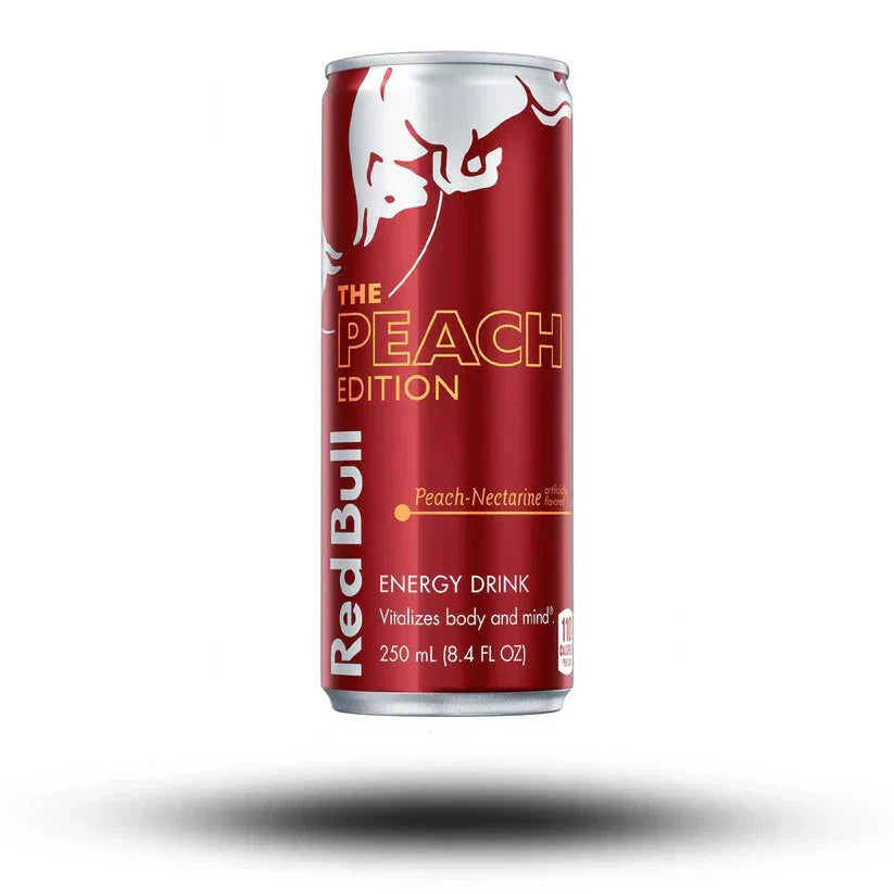 Red Bull Peach Energy Drink 250ml can with peach flavor.