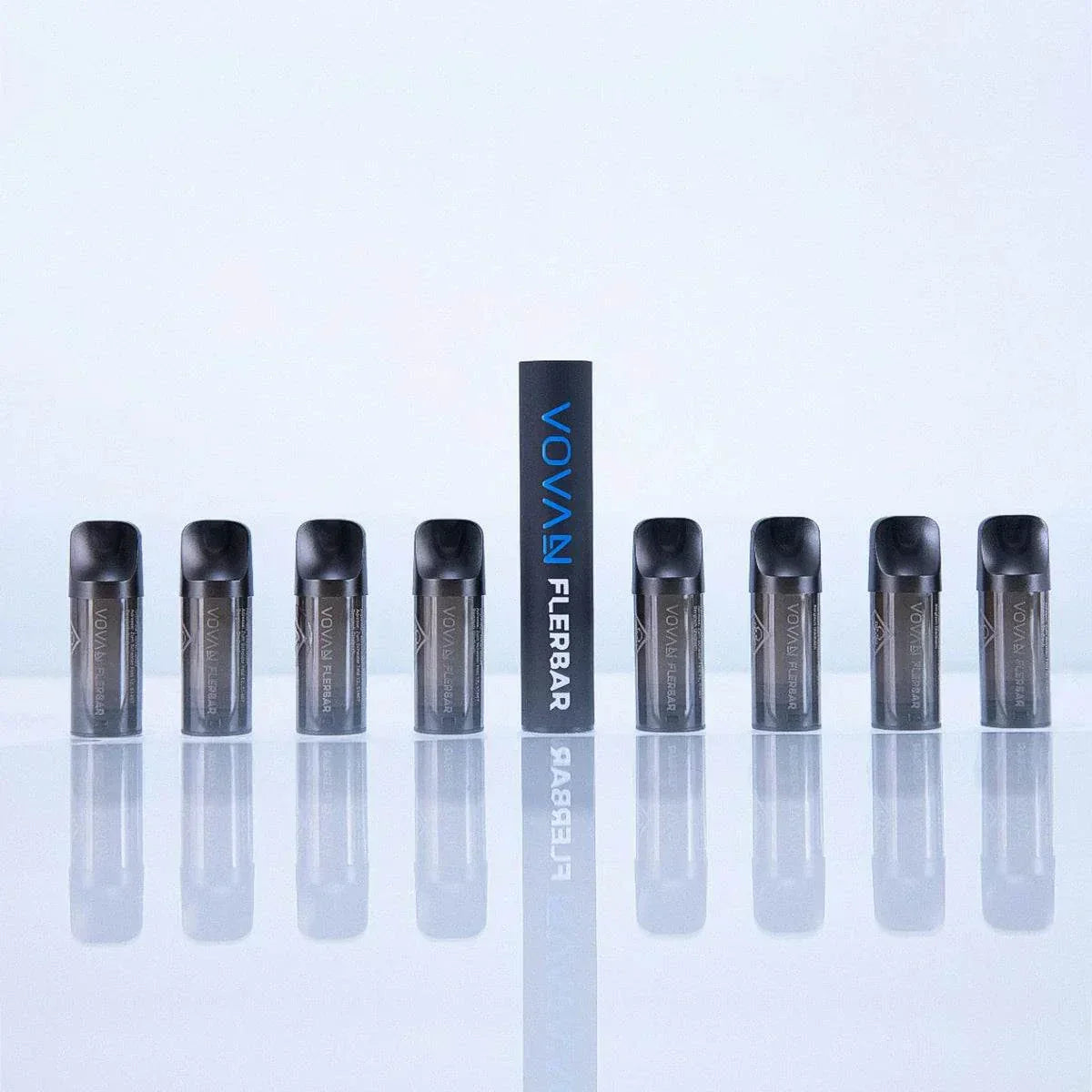 Flerbar Pods System display with refillable pods and sleek design.