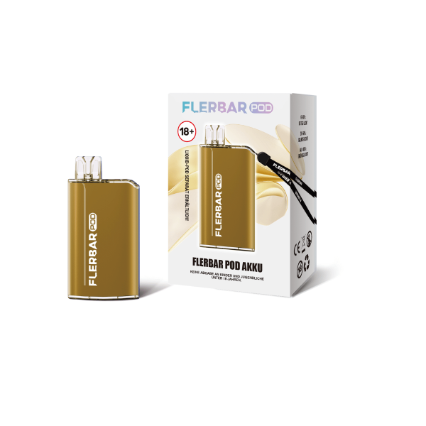 Flerbar Pod System with packaging in a stylish gold design.