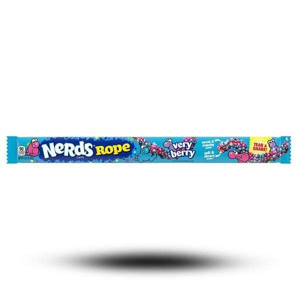Nerds Rope Very Berry candy with colorful berry-flavored Nerds coating.