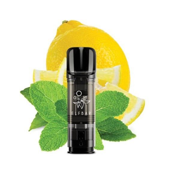 Elfbar Pods 2x2ml nicotine pods with lemon and mint flavor.