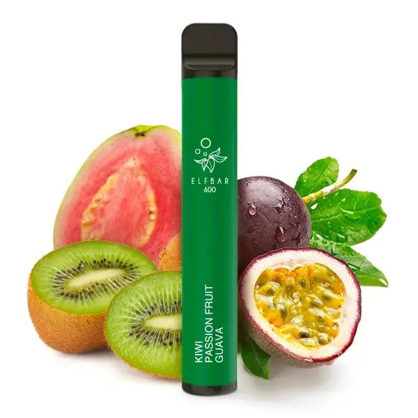 Elfbar 600 Einweg vape with kiwi, passion fruit, and guava flavors.