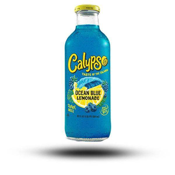 Calypso Ocean Blue Lemonade 473ml bottle with vibrant blue color and refreshing summer flavor.