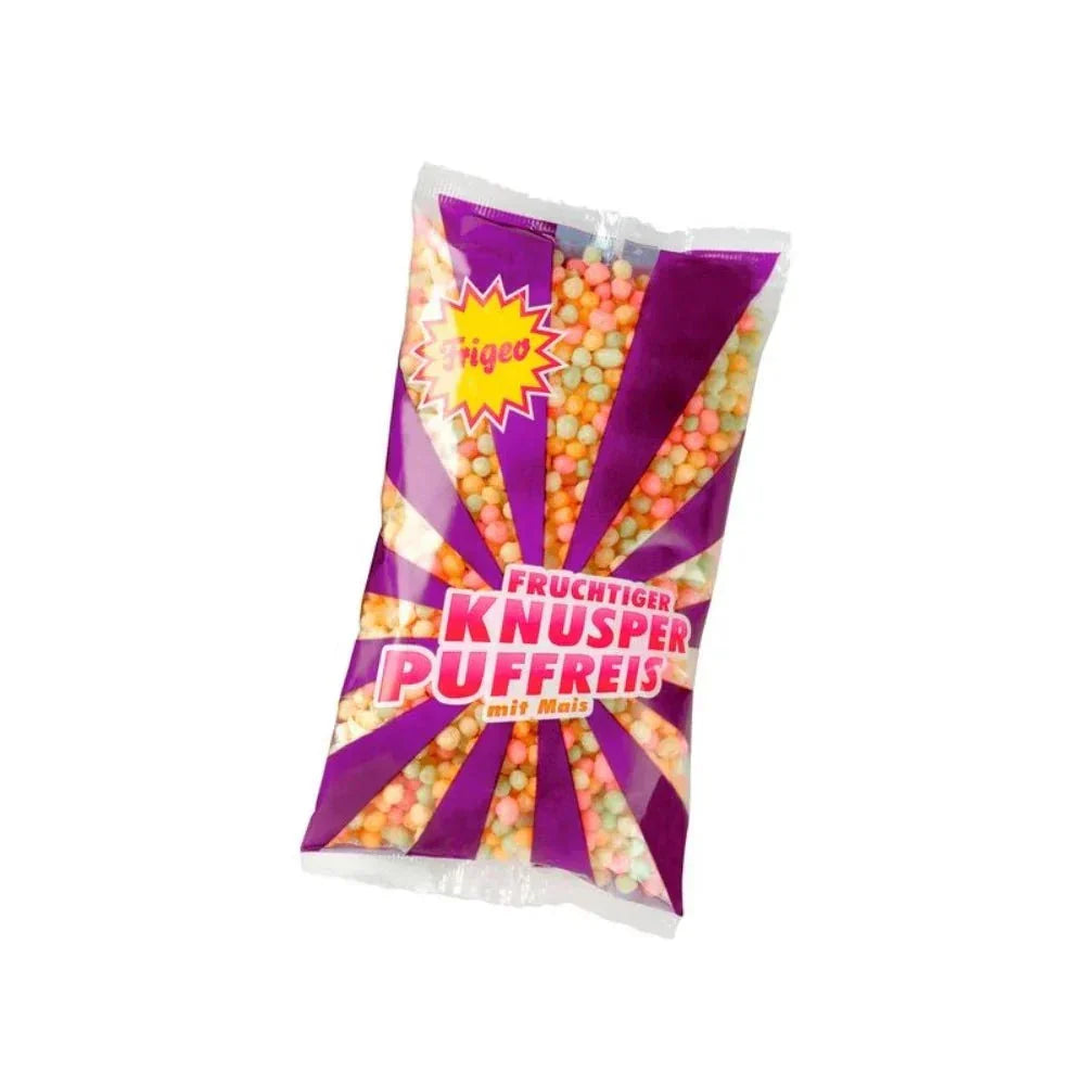 Frigeo Knusper Puffreis 80g snack pack with crispy puffed rice design
