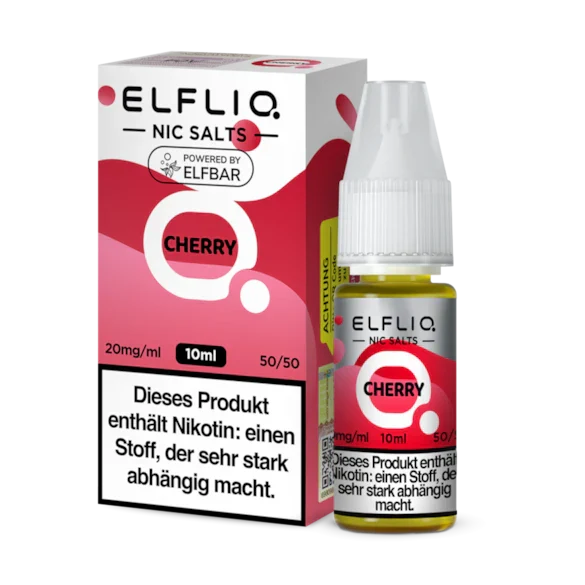 Elfliq Liquid by Elfbar 20mg/ml bottle with vaping device background