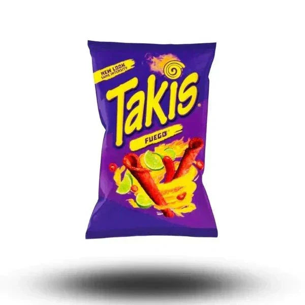 Takis Fuego 100g bright red spicy rolled snack chips packaging