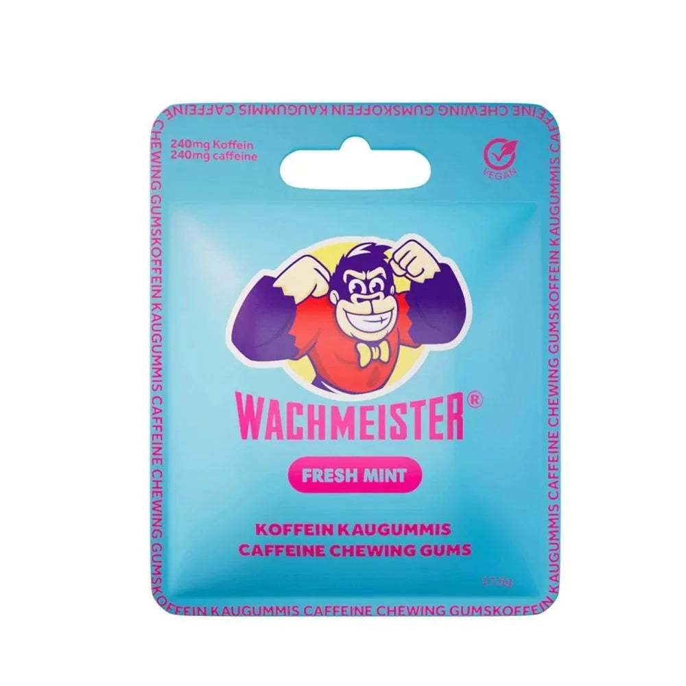 Wachmeister Koffein Kaugummi Fresh Mint 17,6g packung mit belebendem Koffein und intensivem minzgeschmack