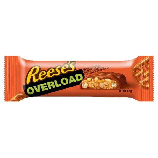 Reese’s NutRageous 47g Schokoriegel mit Erdnussbutter, gerösteten Erdnüssen, Karamell und Milchschokolade.
