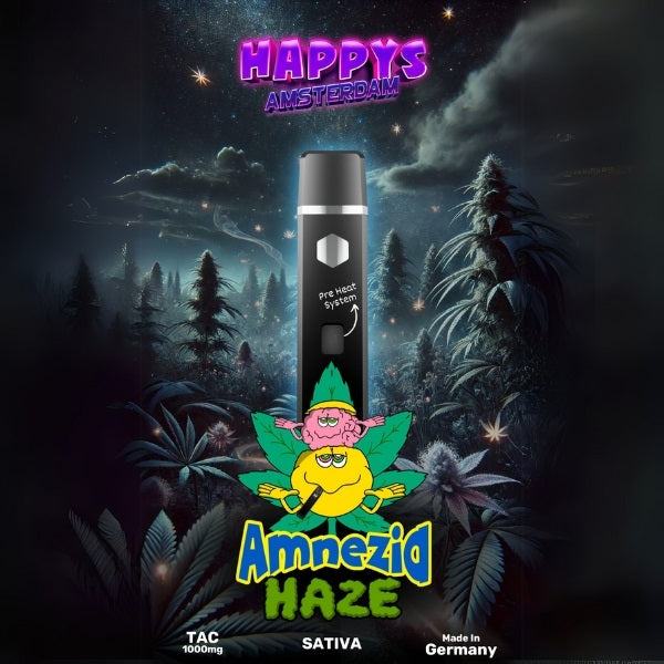 Amsterdam TAC Vape – Amnesia Haze Sativa, cannabis vape, intense flavor, relaxing experience.