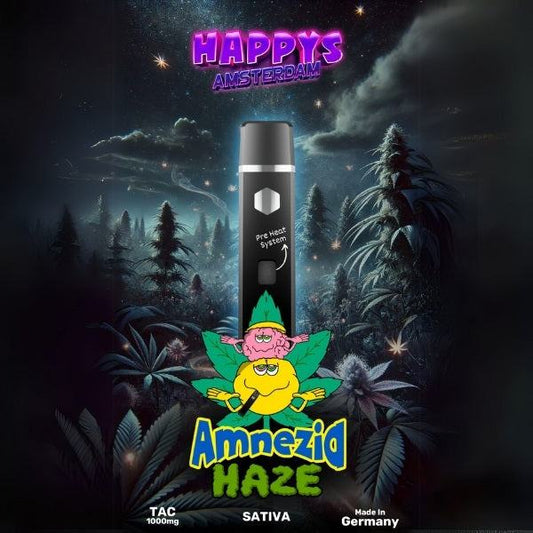 Amsterdam TAC Vape – Amnesia Haze Sativa, cannabis vape, intense flavor, relaxing experience.