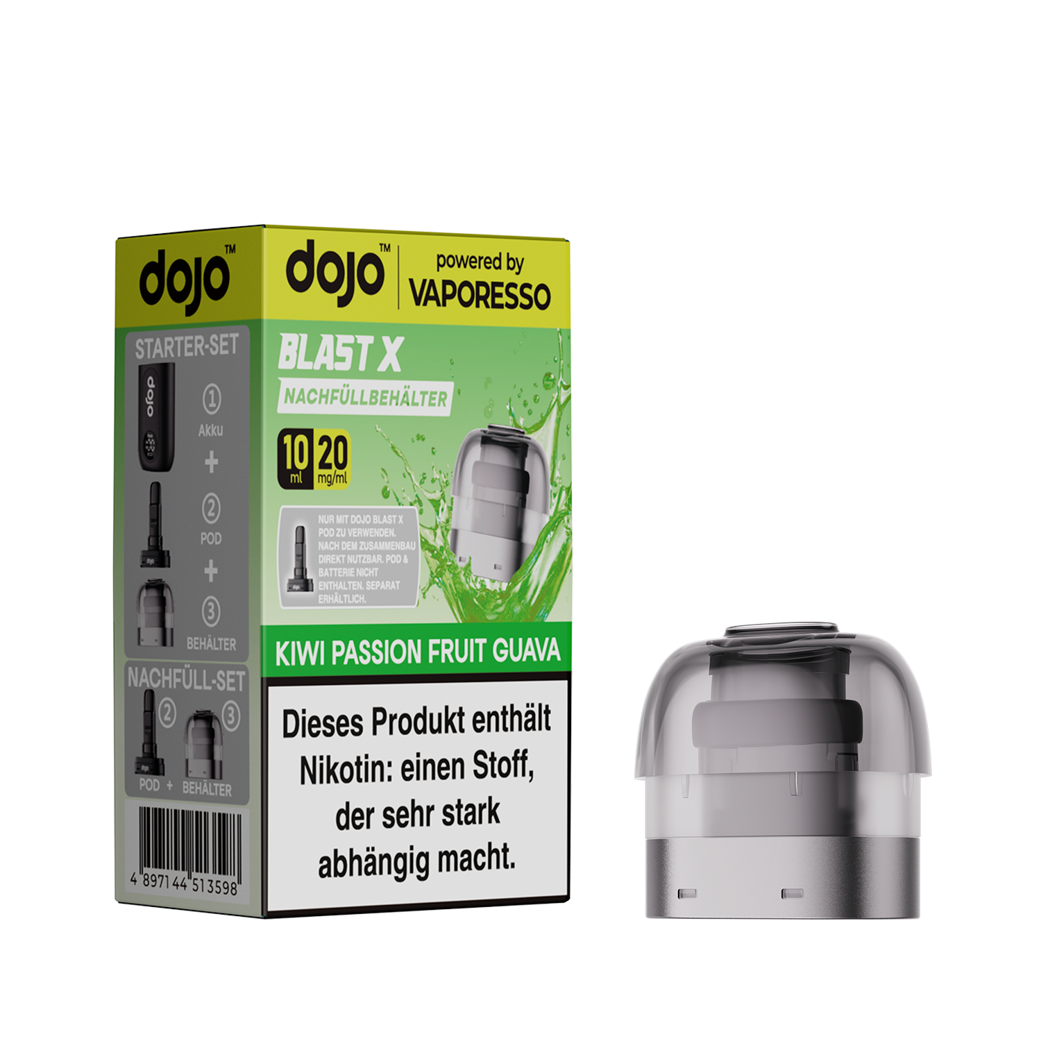 Dojo - Blast X Pod - Kiwi Pasion Fruit Guava inkl. Refill Container Produktbild
