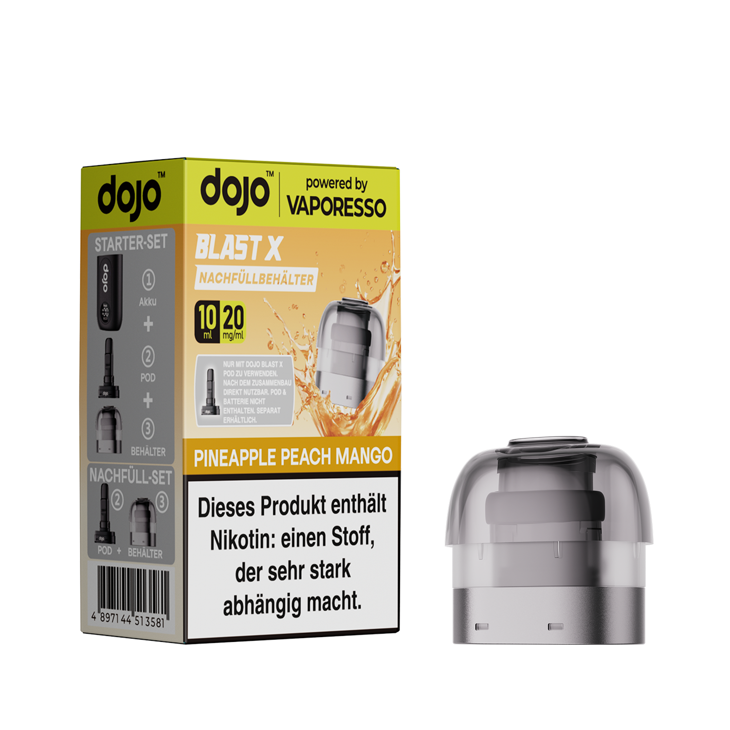 Dojo - Blast X Pod - Pineapple Peach Mango inkl. Refill Container Produktbild