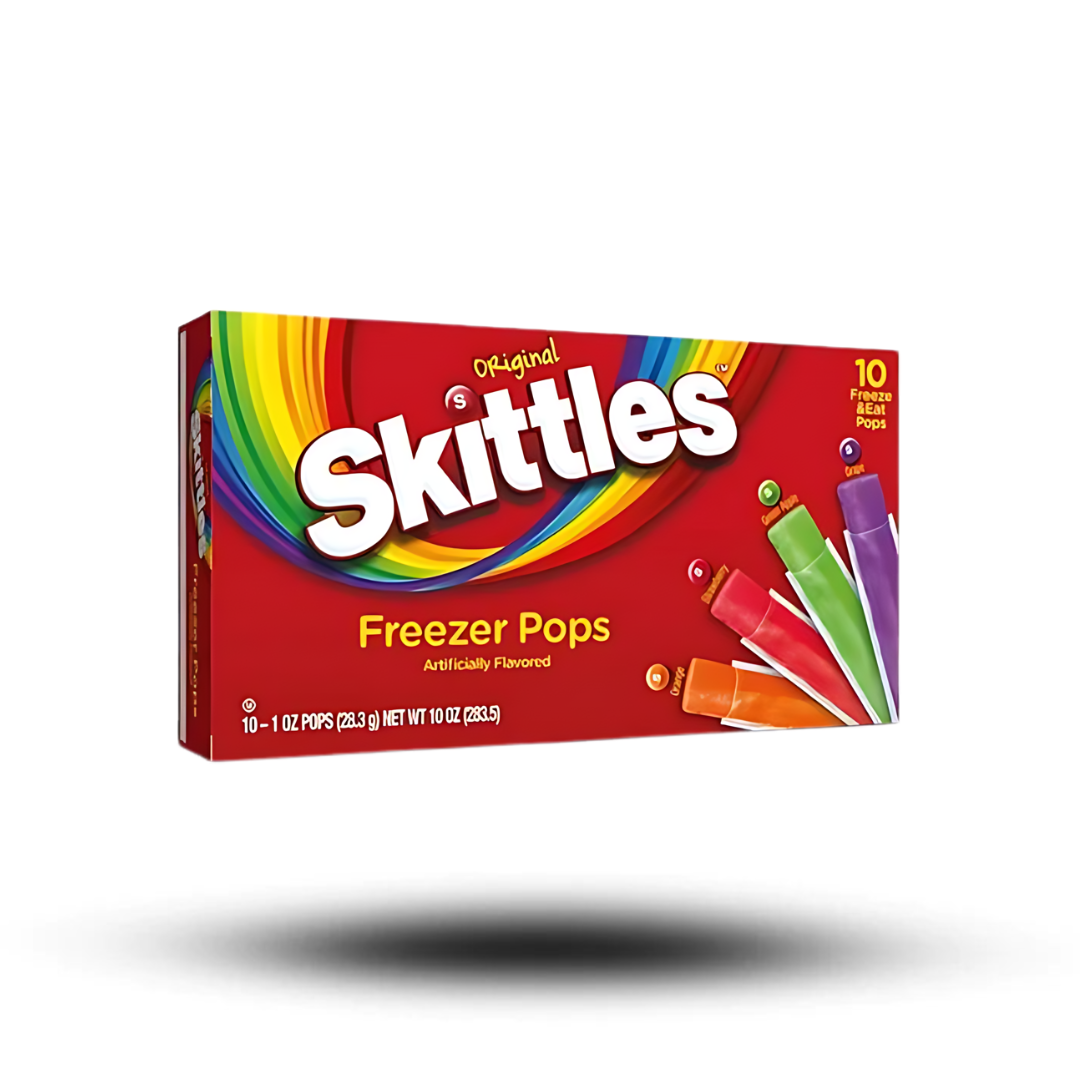 Skittles Freezer Pops Wassereis, 10 pack, 28.3g, fruity flavors.