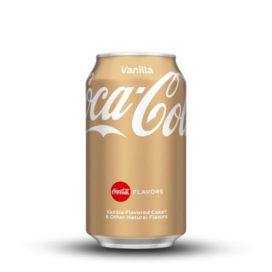 Cola Vanilla USA 355ml can with vanilla flavor.