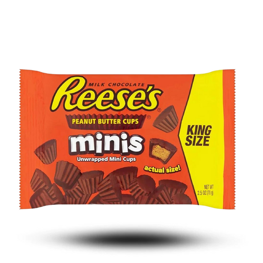 Reeses Cups Minis 70g pack with chocolate and peanut butter candies.