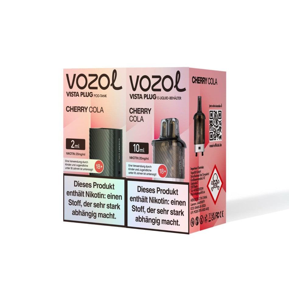 Vozol Vista Plug Pods 15,000 puffs disposable, cherry cola flavor.