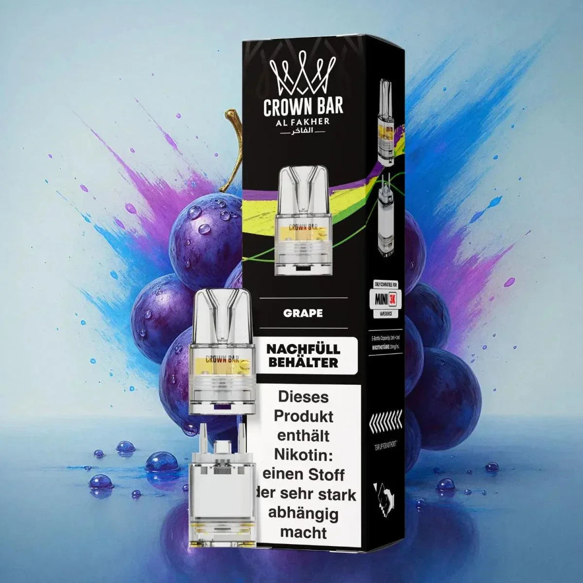 Al Fakher Mini Pod-System 3k with grape design packaging.