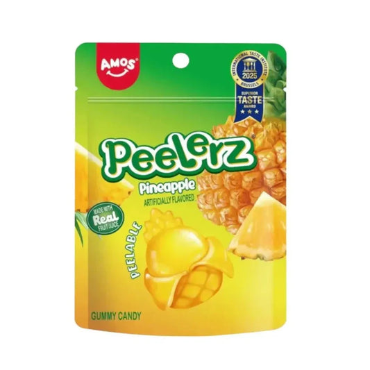 Amos Peel Off Pineapple 65g snack pack with pineapple flavor packaging