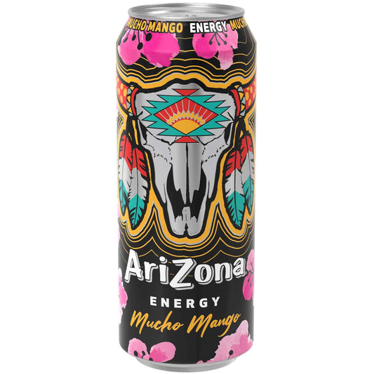 Arizona Energy Mucho Mango 500ml Dose mit lebhaftem Design, ideal für Erfrischung unterwegs.