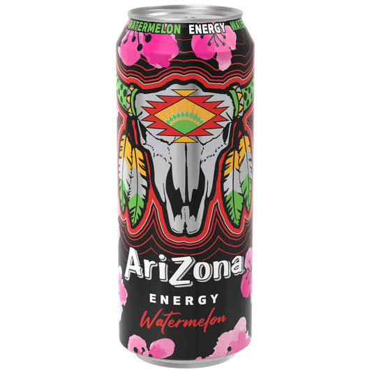 Arizona Energy Watermelon 500ml can with vibrant design and fruity energy drink.