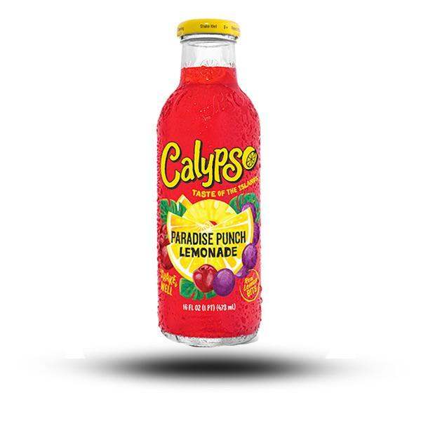 Calypso Paradise Punch Lemonade 473ml bottle with tropical fruit flavors.