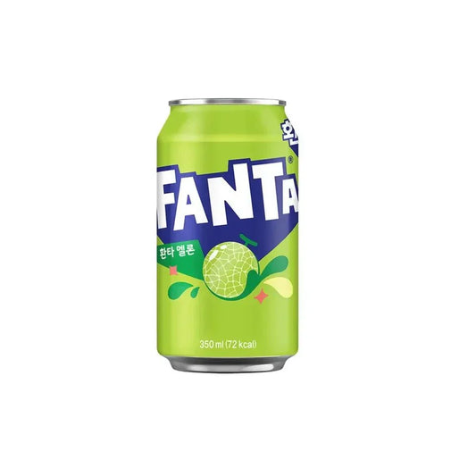 Fanta Melon Korea 350ml bottle with straw and deposit label