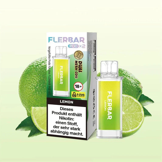 Flerbar Pod System vape device with sleek black and green design on white background