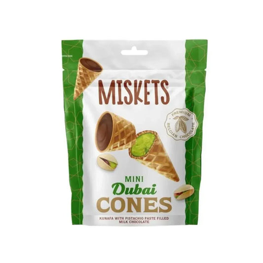 Miskets Cones Dubai Style 50g pack with colorful packaged snacks