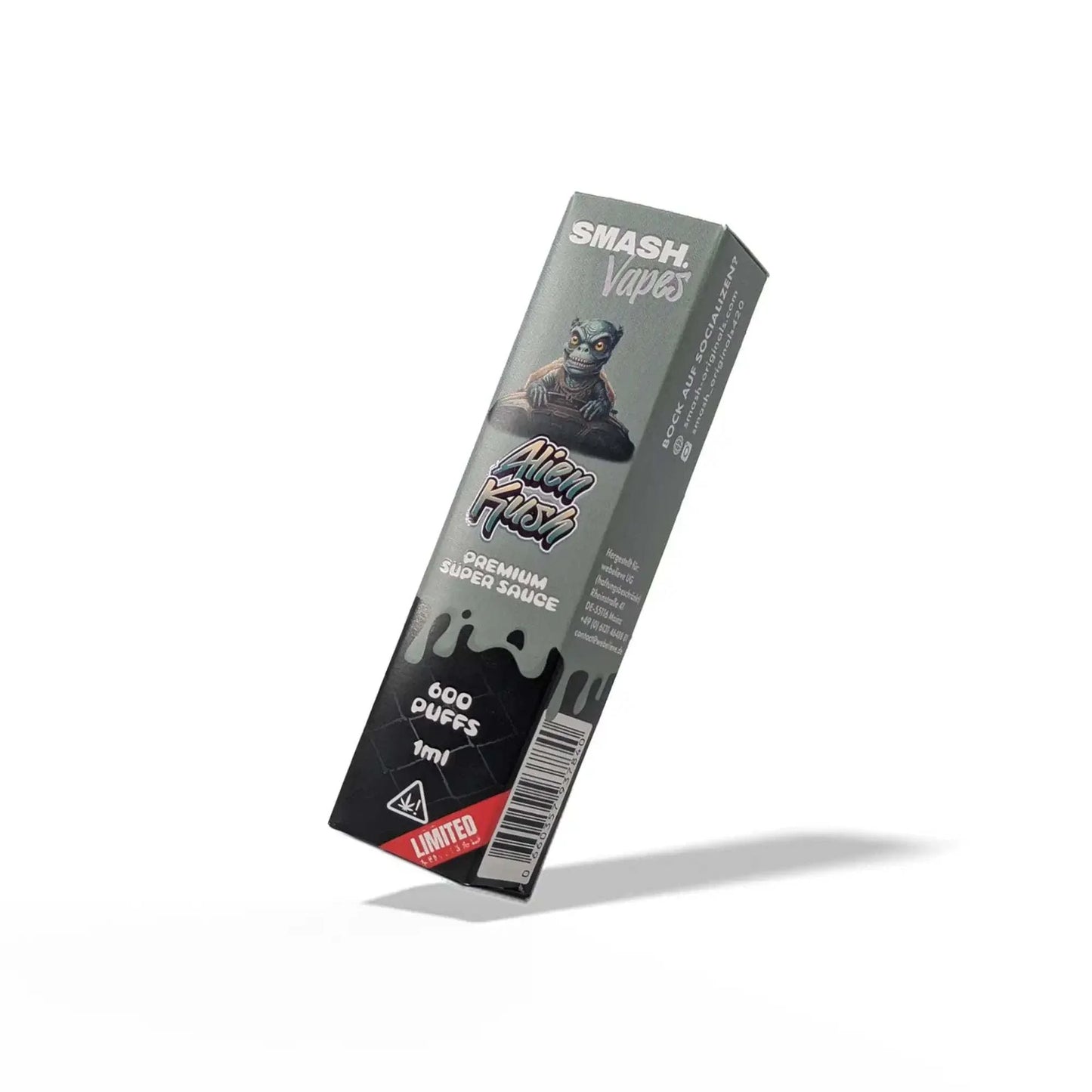 Smash Alien Kush Premium Super Sauce Vape Einweg E-Zigarette mit 600 Zügen und 1ml Liquid