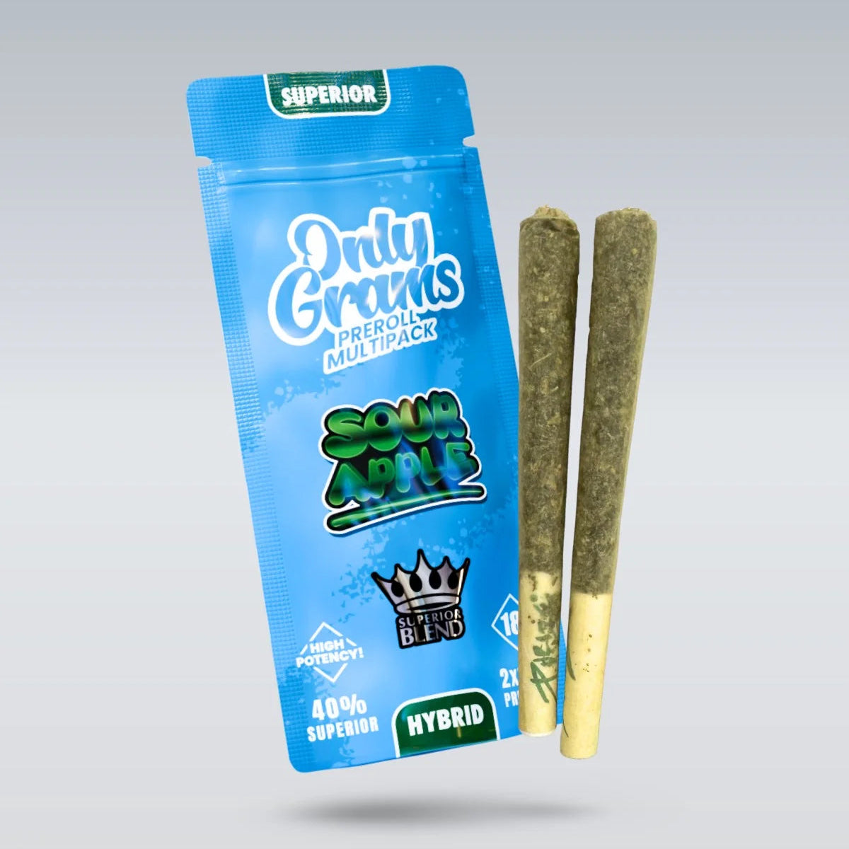 Only Grams Superior Pre-Rolls 40% - Sour Apple 3g No THC