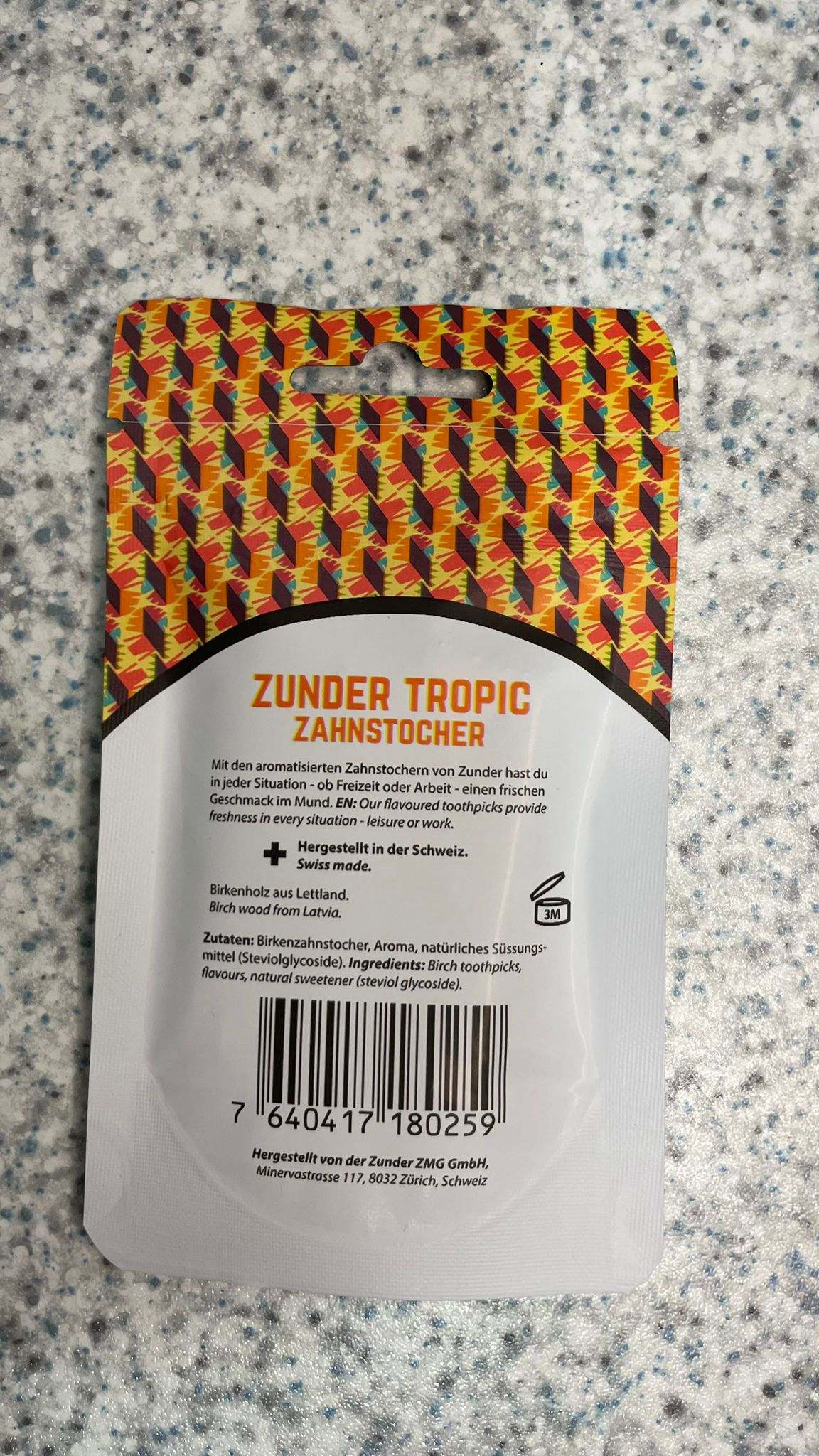 Zahnstocher mit Geschmack Tropical 80stk mit Ananas, Pfirsich und Banane Aroma.